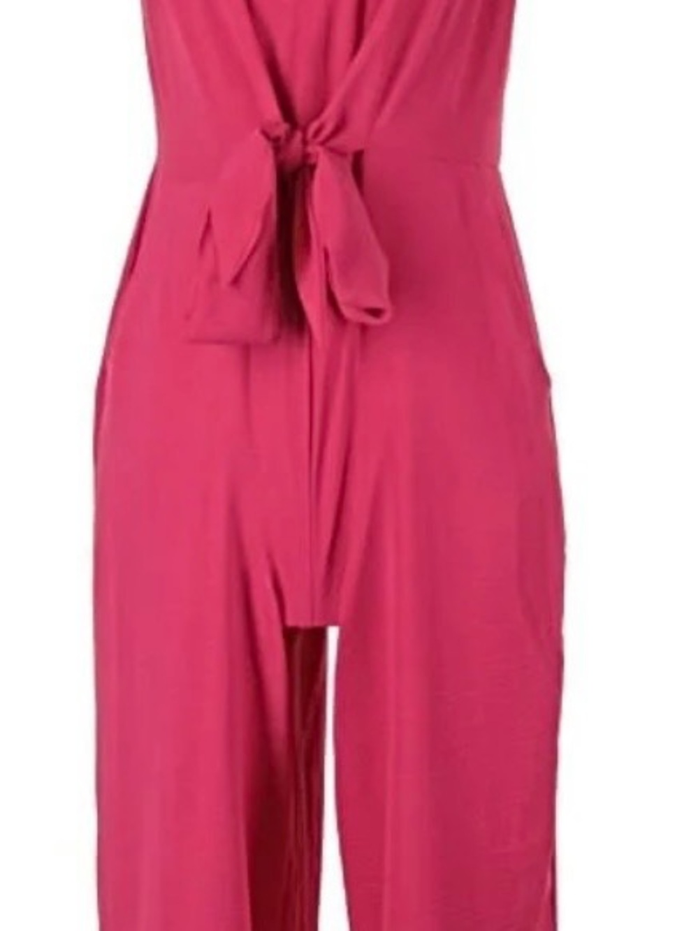 1. STATE Magenta Jumpsuit M Wide Leg V-Neck Bow Waist Pockets